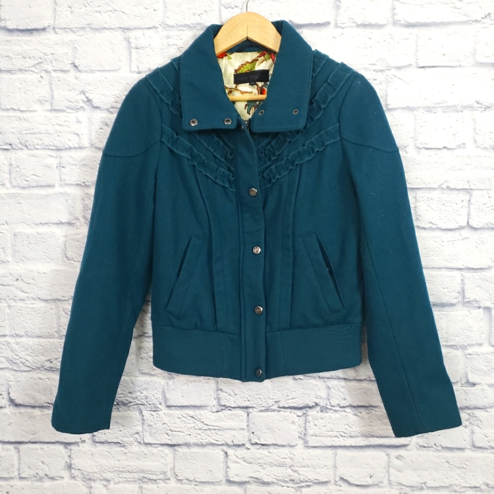 Steve Madden Teal wool blend bomber jacket